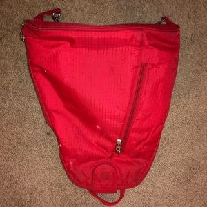 Red and green shoulder bag